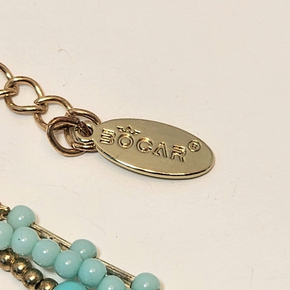 Bocar Goldtone and Faux Turquoise Multi-layered 4 Strand Necklace - Picture 11 of 12